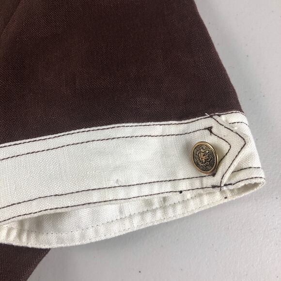 Morgan Mcfeeters brown/white linen dress 8 - Picture 6 of 9